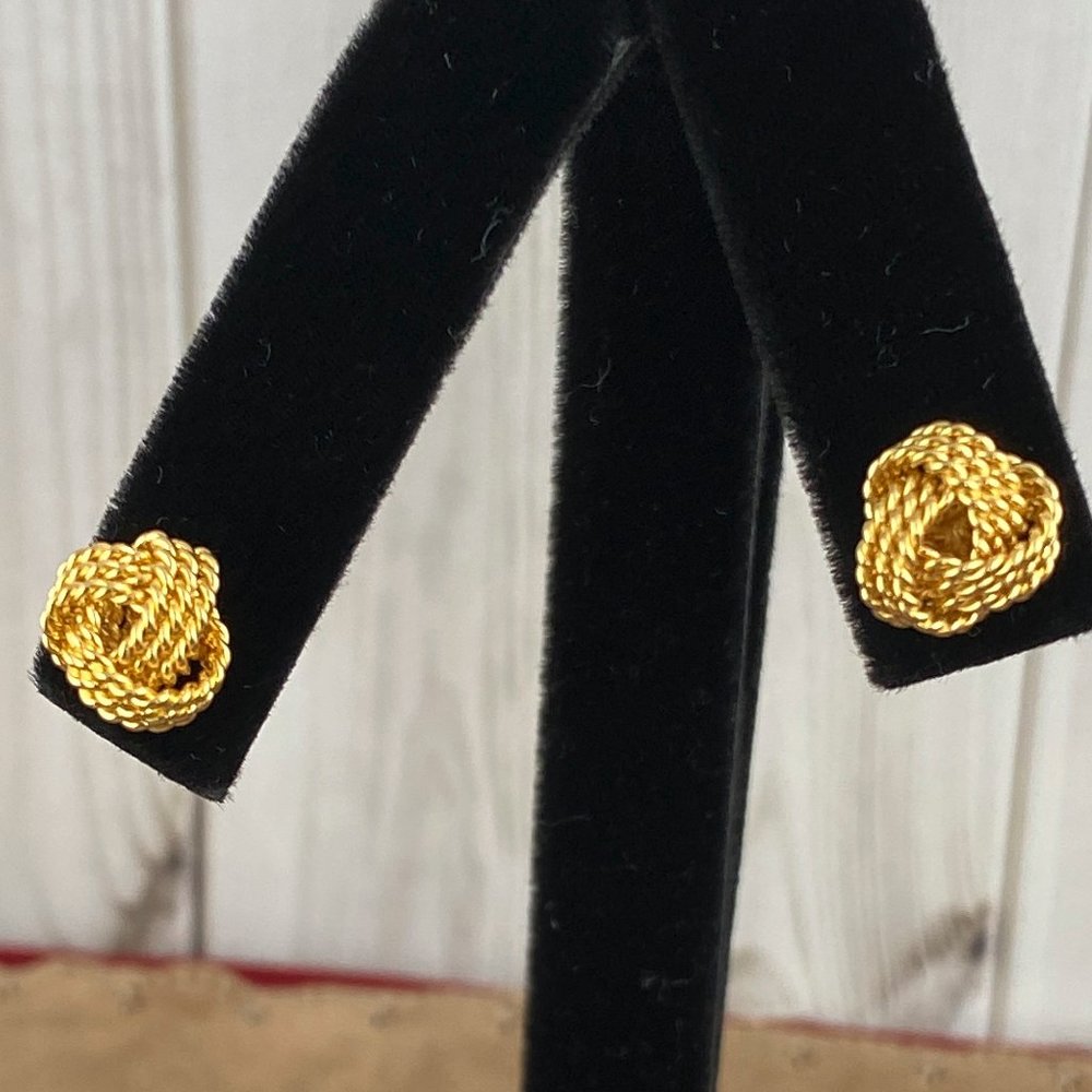 Italian Made 925 Silver Gold Plated or Gold Vermeil Love Knot Stud Earrings